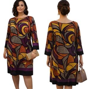 ✨1X DB Established 1962 Abstract Print Shift Dress – Wearable 60s Art! 🌻✨